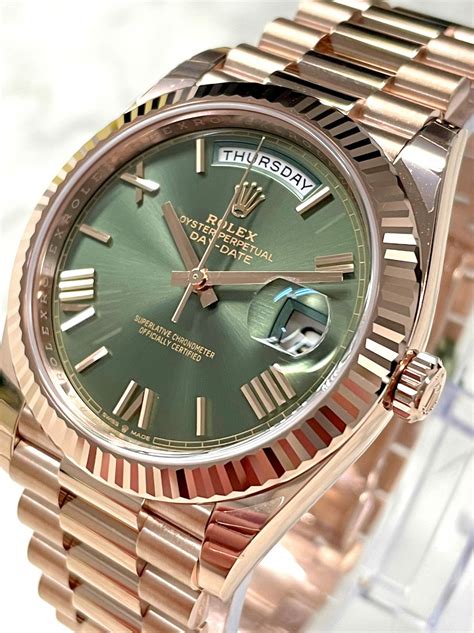 rolex day date rose gold leather strap price|Rolex Day-Date watches.